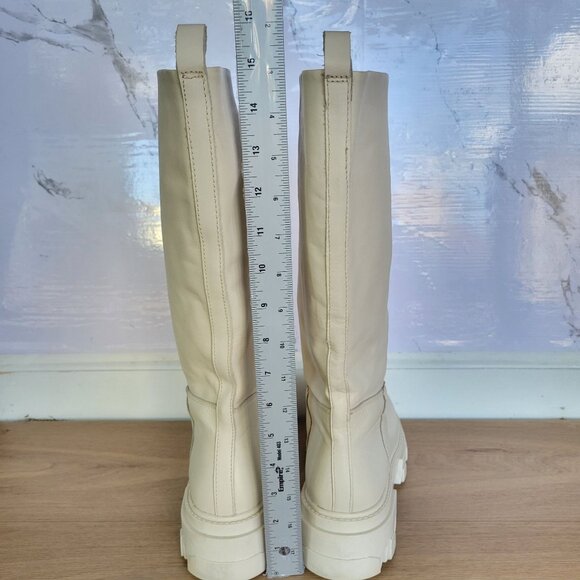 Steve Madden Leather Knee-High Chunky Sole Leather Boots Women's Size 6 Beige - Picture 5 of 7